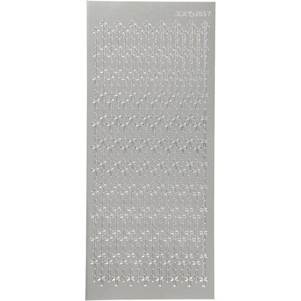 Klistermærker kors 10x23 cm sølv - 1 ark Klistermærker kors 10x23 cm sølv - 1 ark