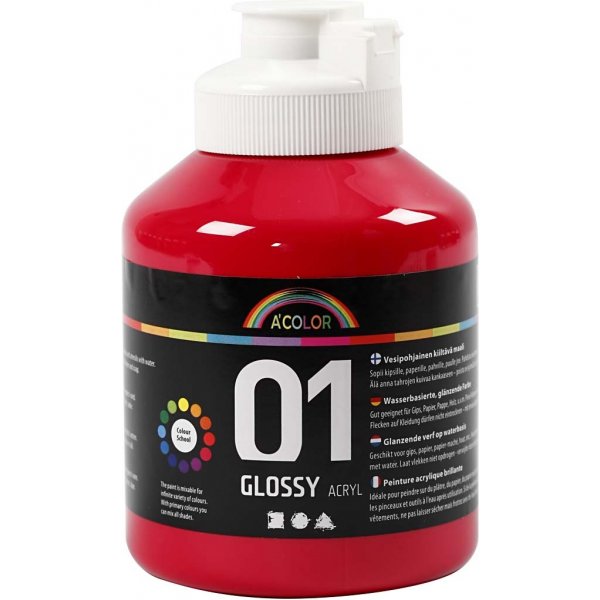 Skolfärg - Akryl - primärröd - blank - 500 ml Skolfärg - Akryl - primärröd - blank - 500 ml