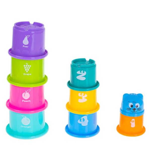 Staplingskoppar Pyramid med Siffror och Frukter 9 delar Staplingskoppar Pyramid med Siffror och Frukter 9 delar
