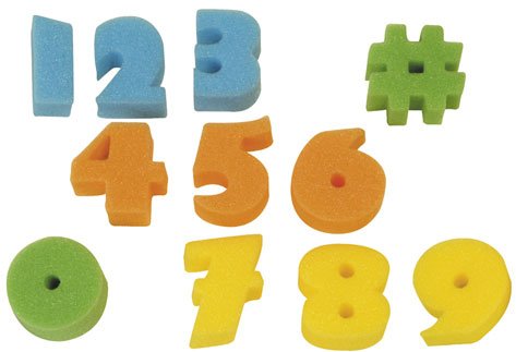 Skumgummisvampar med siffror 5 x 5 cm, 6-pack