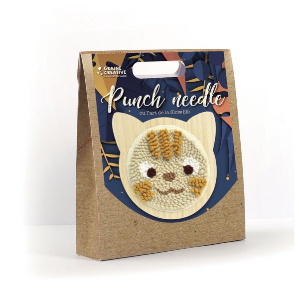 Punch needle-kit med djurhuvudram 15 cm
