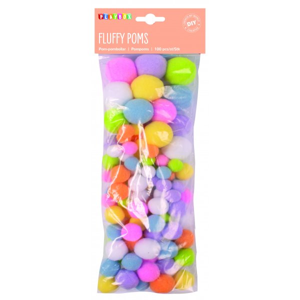 Pompom pastellf�rger 100 st