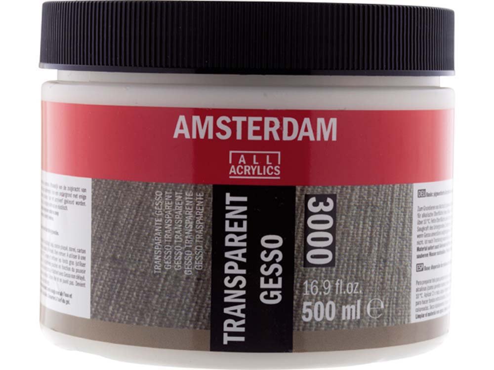 Gesso Amsterdam 500 ml - Transparent - Grunder - Primer, Fernis og kunstner medier til kunstmaling