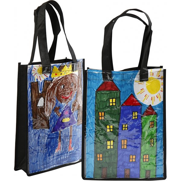 Taske med plastfront - sort Taske med plastfront - sort