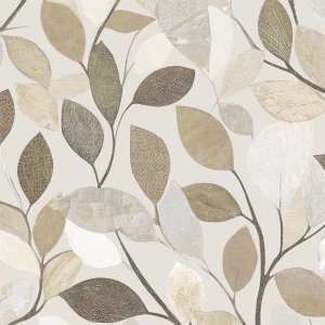 Stoff Gianna med bladm�nster 140 cm Beige - Selges i metervare