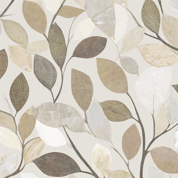 Stoff Gianna med bladmønster 140 cm Beige - Selges i metervare Stoff Gianna med bladmønster 140 cm Beige - Selges i metervare