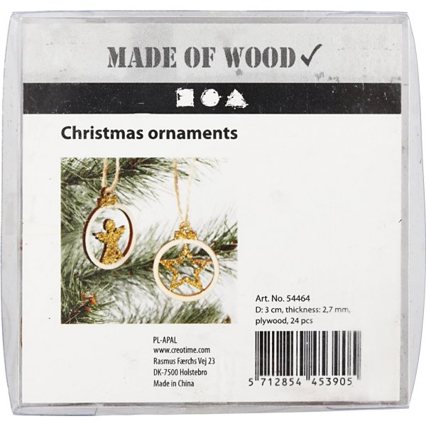 Träornament - jultema - 24 st Träornament - jultema - 24 st