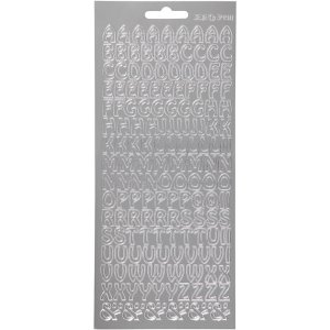 Klisterm�rker bogstaver 10x23 cm s�lv - 1 ark