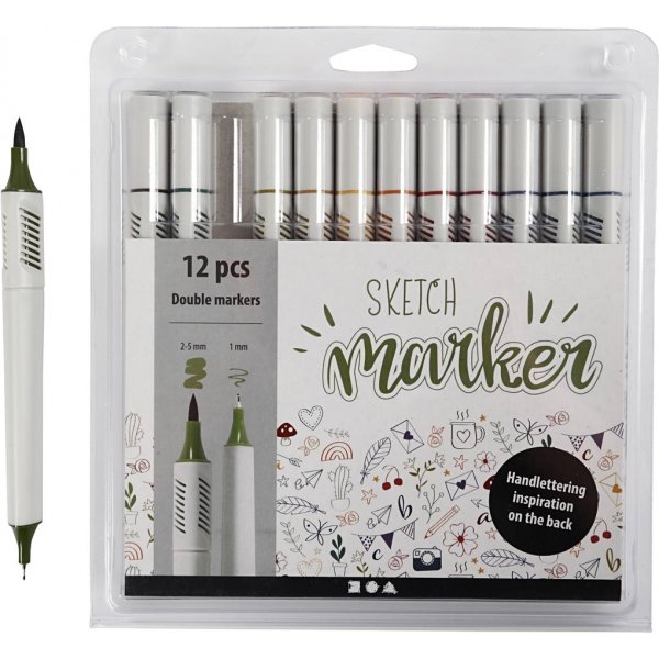 Sketch markers - dova färger - 12 st Sketch markers - dova färger - 12 st