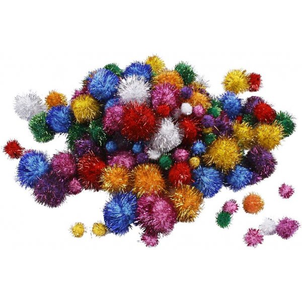 Pompomer - starka färger - glitter - 300 g Pompomer - starka färger - glitter - 300 g