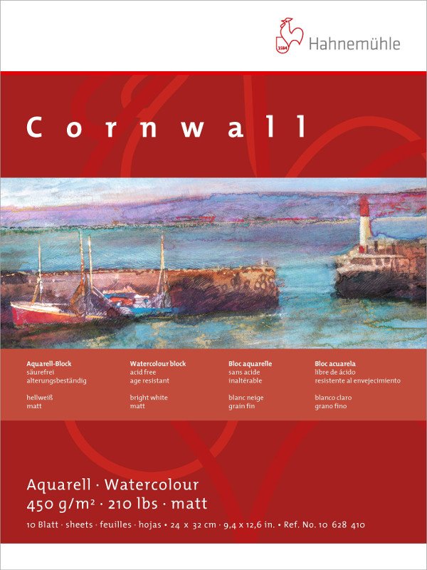 Akvarelblok Hahnemühle Cornwall 450 g Grov - 24x32 cm - Akvarelpapir, Blok