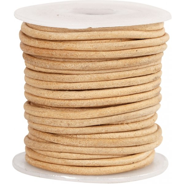 Lädersnöre - beige - 2 mm - 10 m Lädersnöre - beige - 2 mm - 10 m