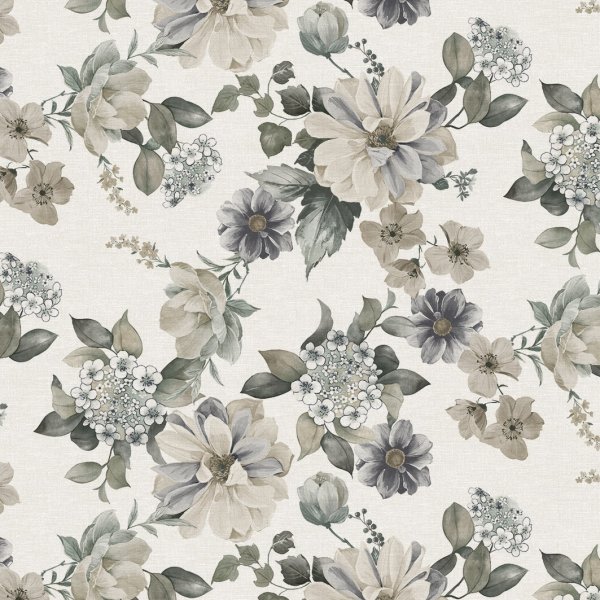 Vaxduk med Blommor motiv - Beige