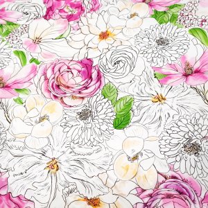 Vaxduk PVC med Blommor i rosa/vit 140 cm