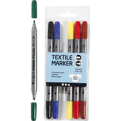 Tekstiltusjer - standardfarger - 6 stk