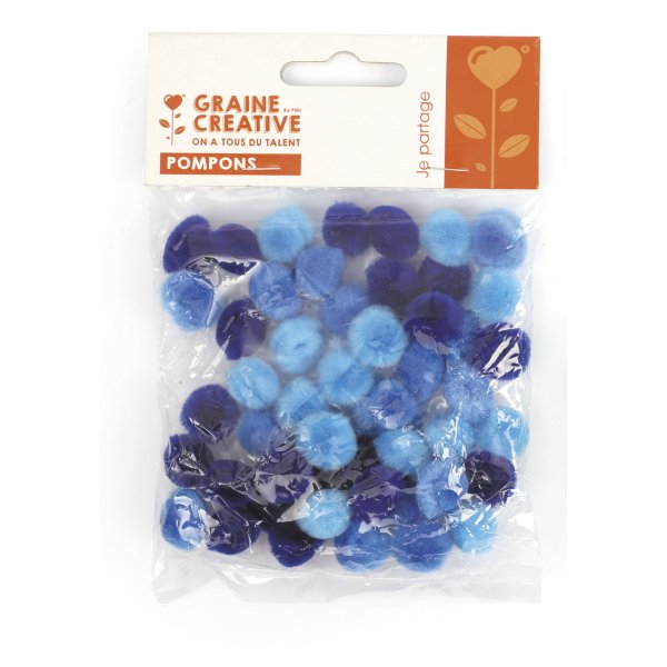 Pomponer i blå nyanser, 15 mm, 45-pack Pomponer i blå nyanser, 15 mm, 45-pack