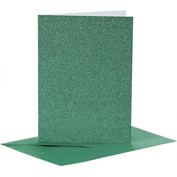 Kort och kuvert - grön - glitter - 4 set Kort och kuvert - grön - glitter - 4 set