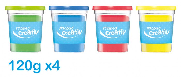 Lersæt - Maped - Pat ́Dough 4 krukker Klassiske farver (2+ år) - Ler til børn, Modellere, Hobbyartikler til børn, Hobbymateriale, Håndværk
