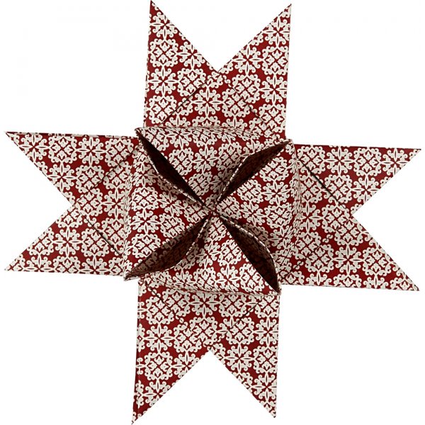 Stjärnstrimlor - röd - vit - Ø18 cm - 40 strimlor Stjärnstrimlor - röd - vit - Ø18 cm - 40 strimlor