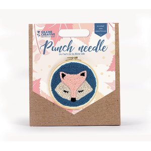 Punch needle-kit med rävmotiv, Ø 20 cm Punch needle-kit med rävmotiv, Ø 20 cm