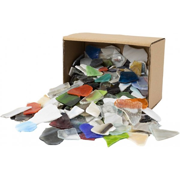 Glasmosaik - mixade färger - Innehållet kan variera - 15-60 mm - 2 kg Glasmosaik - mixade färger - Innehållet kan variera - 15-60 mm - 2 kg