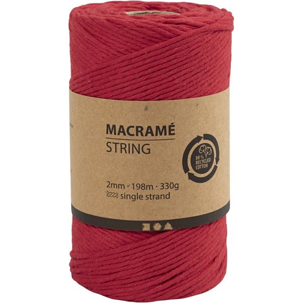 Makramégarn - röd - Ø2 mm - 198 m Makramégarn - röd - Ø2 mm - 198 m