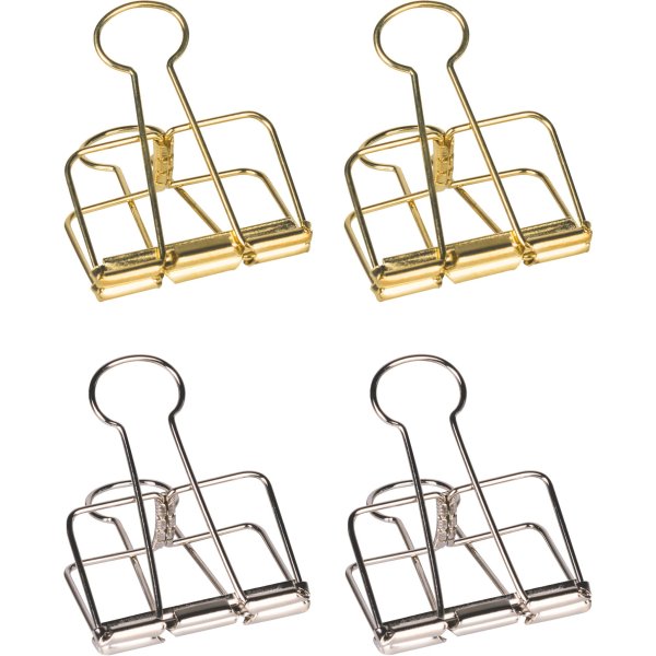 Kl�mma i metall, guld/silver, 4-pack stora