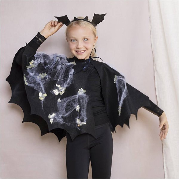 DIY-sæt Flagermuskostume med kappe og pandebånd Sort DIY-sæt Flagermuskostume med kappe og pandebånd Sort