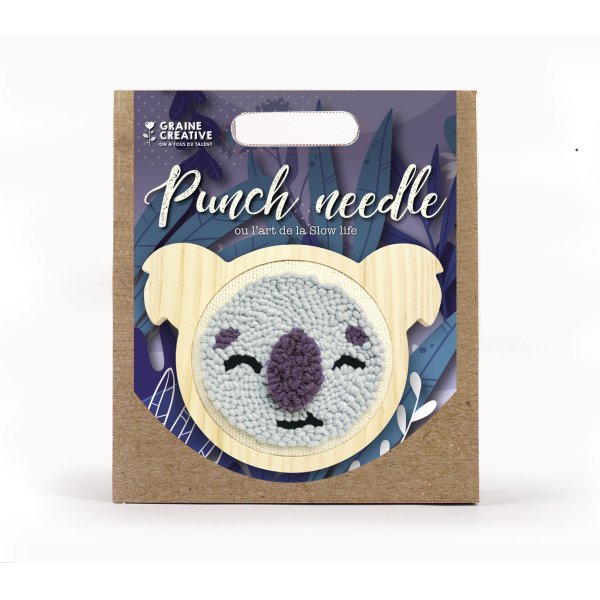 Punch needle-kit med djurhuvudram 15 cm