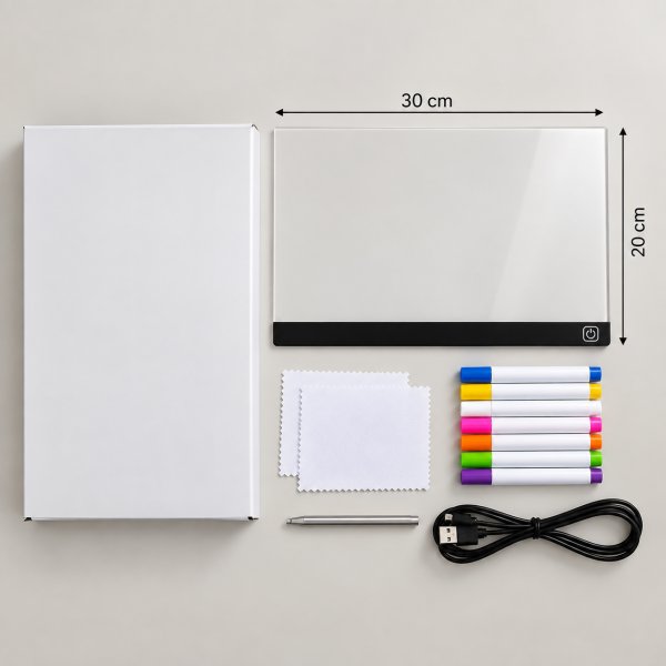 LED-skrivtavla i akryl – 30 × 20 cm LED-skrivtavla i akryl – 30 × 20 cm
