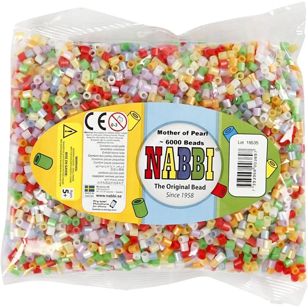 NABBI Tube perler - Mother of Pearl farver - 6000 stk - Rørperler, Perler & perleplader, Håndværk