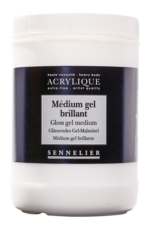 Akrylmedium Sennelier 1 Liter - Gloss Gel Medium - Akrylmedier, Malermedium, Fernis og kunstner medier til kunstmaling