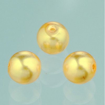 Glasprlor vax lyster 6 mm - guldgul 40 st.