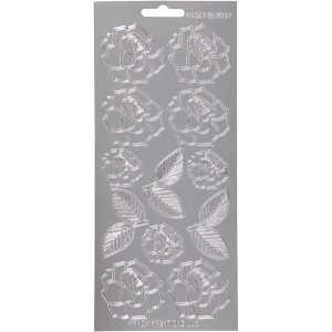 Klisterm�rker roser 10x23 cm s�lv - 1 ark
