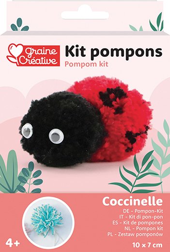 Gör-det-själv-kit för nyckelpiga i pompom Gör-det-själv-kit för nyckelpiga i pompom