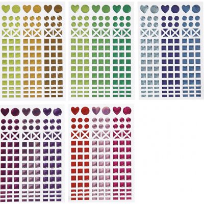 Klistremerker for mosaikk - blandede farger - 10 ark