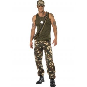 Khaki kamouflage maskeraddrkt man - Medium