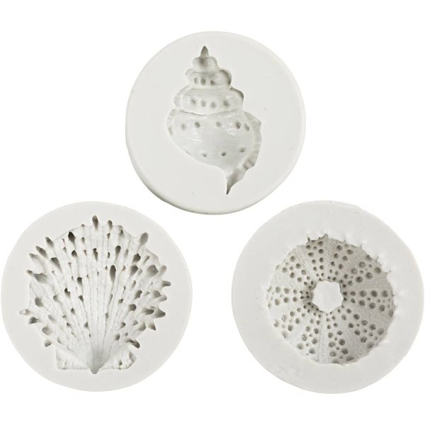 Silikonform Sjøpølse, konkylie og skall 3,5-6 cm 3-pakning Silikonform Sjøpølse, konkylie og skall 3,5-6 cm 3-pakning