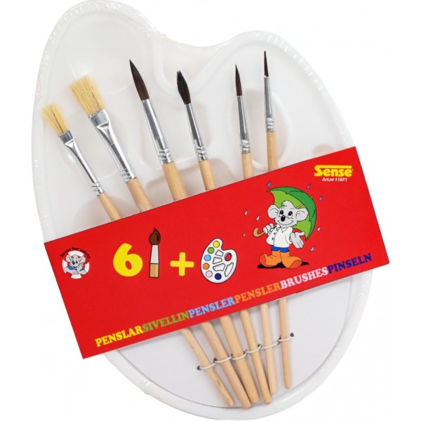 Palett med pensler, naturb�rsteh�r, 6-pakning