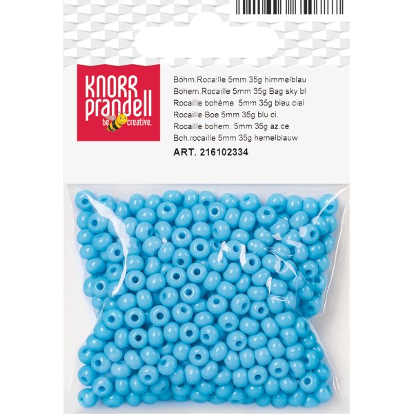 Bohemiska rocaillep�rlor 5 mm, 35 g, himmelsbl�