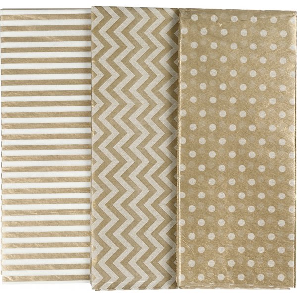 Silkespapper - guld - 50 x 70 cm - 17 g -6 ark Silkespapper - guld - 50 x 70 cm - 17 g -6 ark