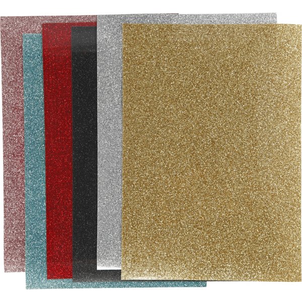 Stryktyg - mixade färger - glitter - A5 - 6 ark Stryktyg - mixade färger - glitter - A5 - 6 ark