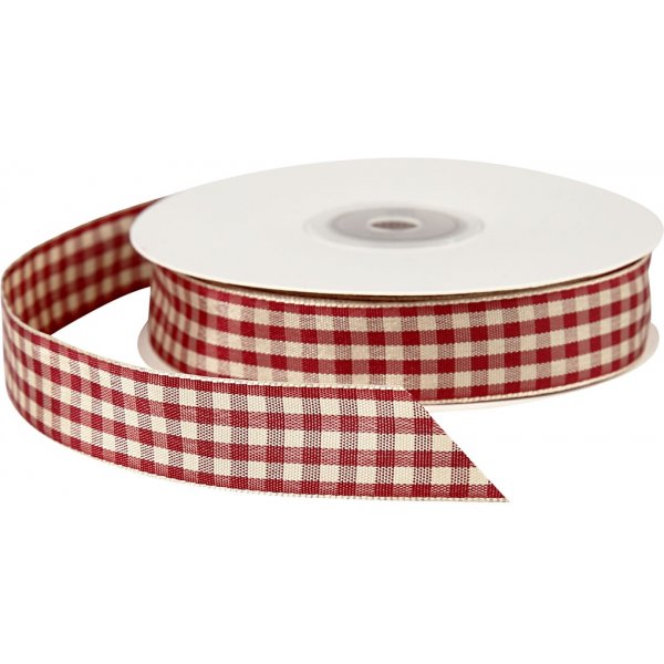 Rutigt band - gammelröd/vit - 25 m Rutigt band - gammelröd/vit - 25 m