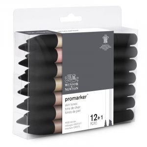 Promarkerset - Winsor & Newton - Hudfrger set - 12+1 st