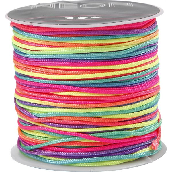 Multicolor knytsnöre - neonfärger - 28 m Multicolor knytsnöre - neonfärger - 28 m