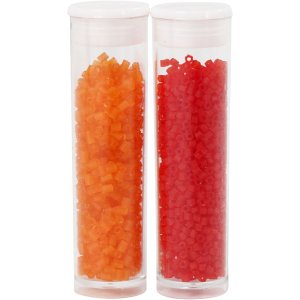 Rocaillepärlor 2-cut 1,7 mm Transparent Orange och Transparent Röd 2x7 g Rocaillepärlor 2-cut 1,7 mm Transparent Orange och Transparent Röd 2x7 g