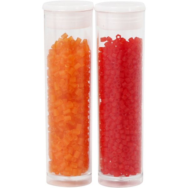 Rocaillepärlor 2-cut 1,7 mm Transparent Orange och Transparent Röd 2x7 g Rocaillepärlor 2-cut 1,7 mm Transparent Orange och Transparent Röd 2x7 g