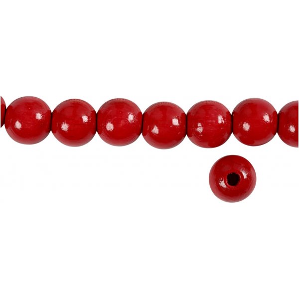 Träpärlor - Ø12 mm - röd Träpärlor - Ø12 mm - röd