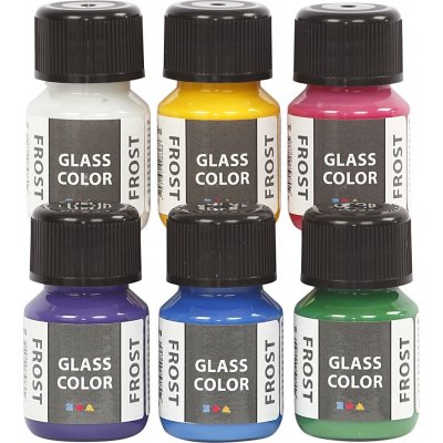 Glassfarge frost - blandede farger - 6 x 30 ml