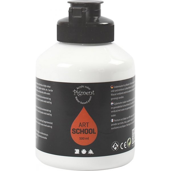 Pigment Art School - vit - halvblank - täckande - 500 ml Pigment Art School - vit - halvblank - täckande - 500 ml